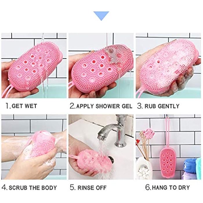 ABJI Bubble Bath Brush, Silicone Bath Body Brush,Ultra-Soft Scrubber for Shower Exfoliating, Body Brush for Unisex Good for Health Beauty (Multicolour) - Image 4
